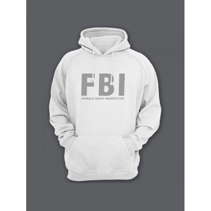 Мужская толстовка с капюшоном с принтом «FBI» / Худи с прикольной надписью.