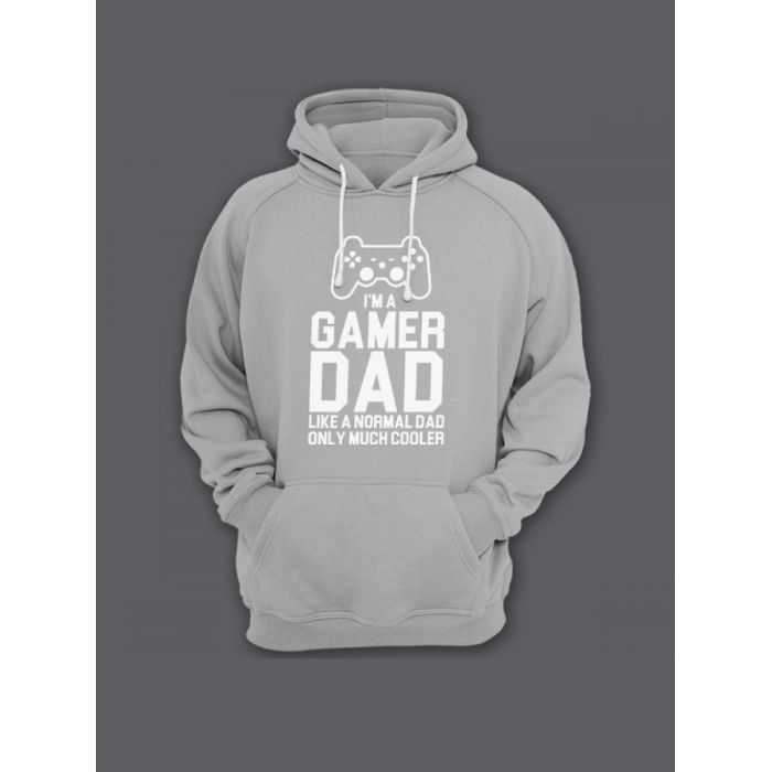 Прикольная мужская толстовка с капюшоном - худи с принтом "I'm a gamer dad"