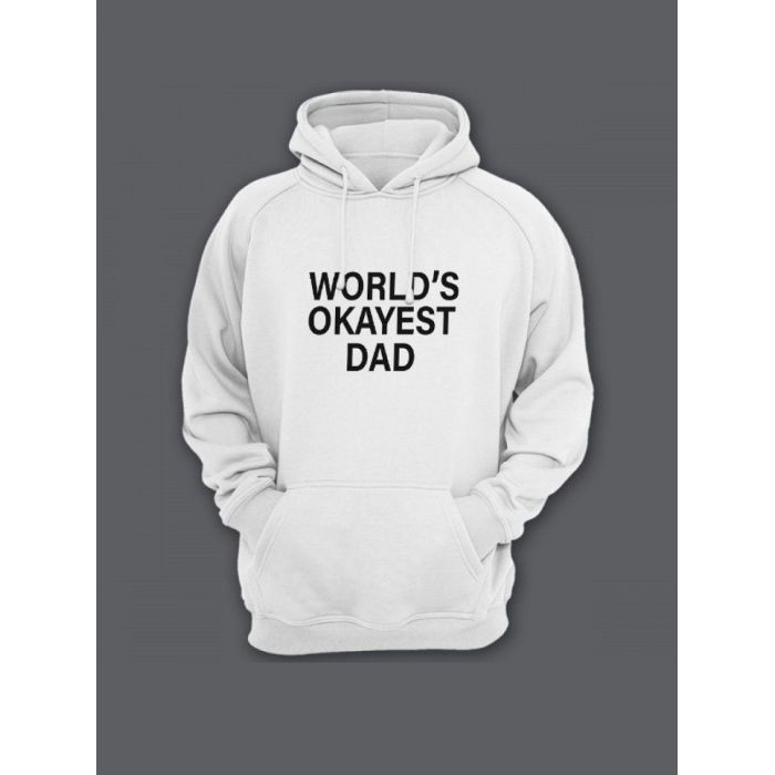 Прикольная мужская толстовка с капюшоном - худи с принтом "World's okayest dad"