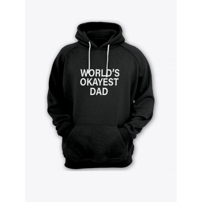 Прикольная мужская толстовка с капюшоном - худи с принтом "World's okayest dad"