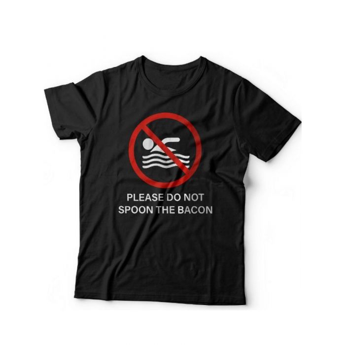 Мужская футболка с прикольным принтом "Please do not spoon the bacon"