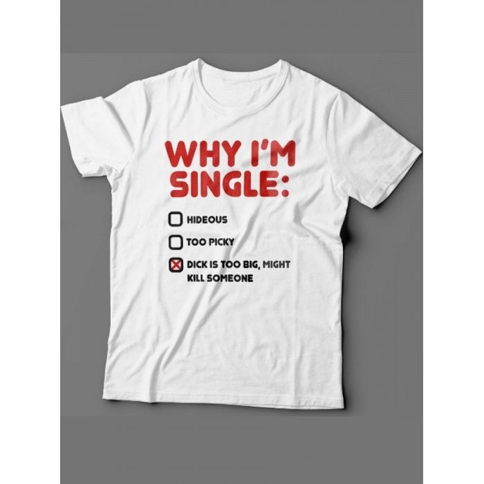 Мужская футболка с прикольным принтом "Why i'm single"