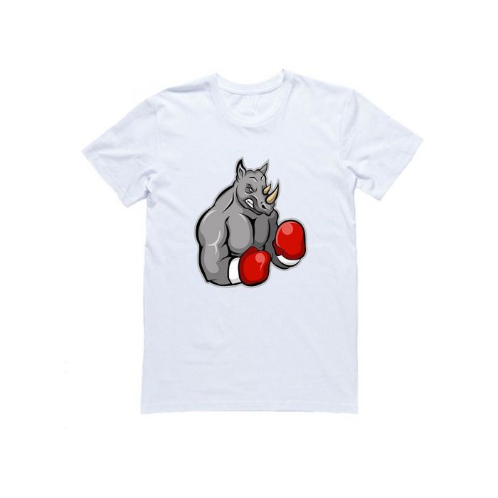Мужская футболка с прикольным принтом "Носорог боксер"