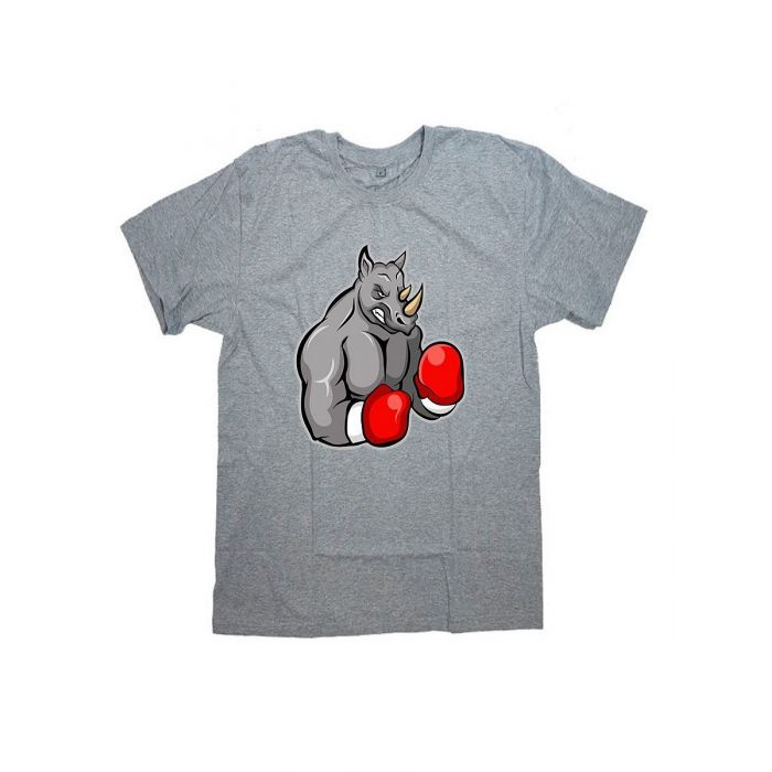 Мужская футболка с прикольным принтом "Носорог боксер"