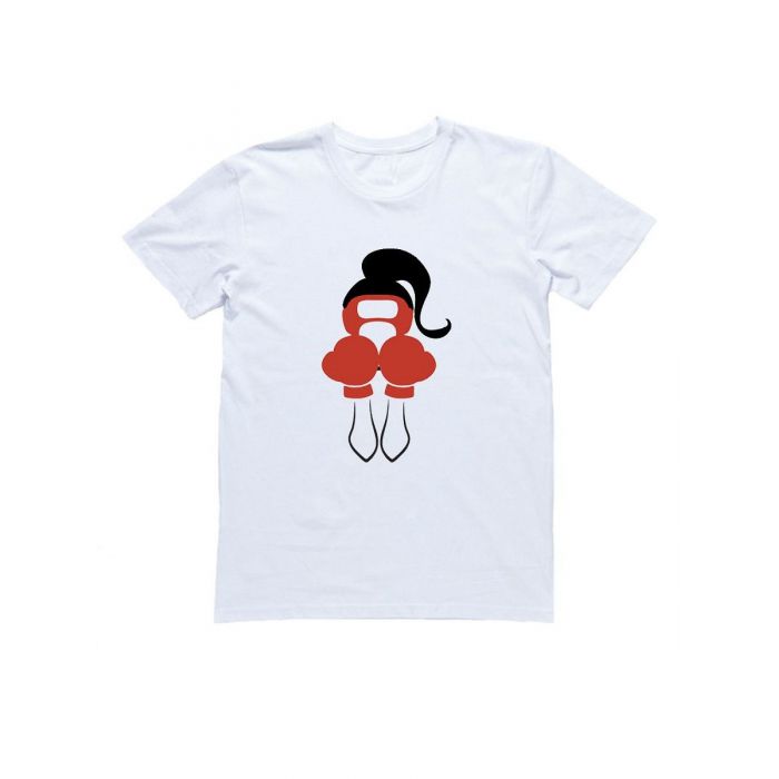Женская футболка с прикольным принтом "Девушка-боксер"