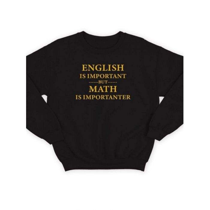Модный свитшот - толстовка без капюшона с принтом "English is important but math is importanter"