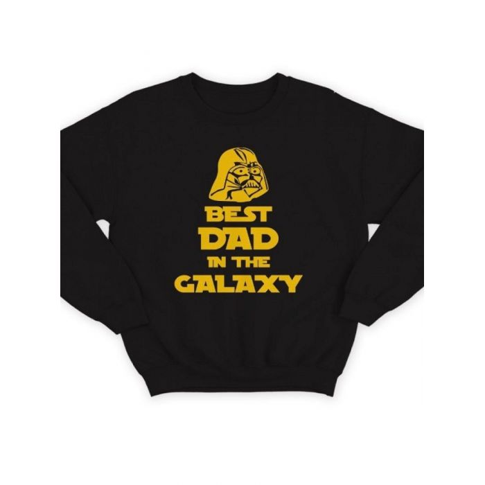 Модный свитшот - толстовка без капюшона с принтом "Best dad in the galaxy"