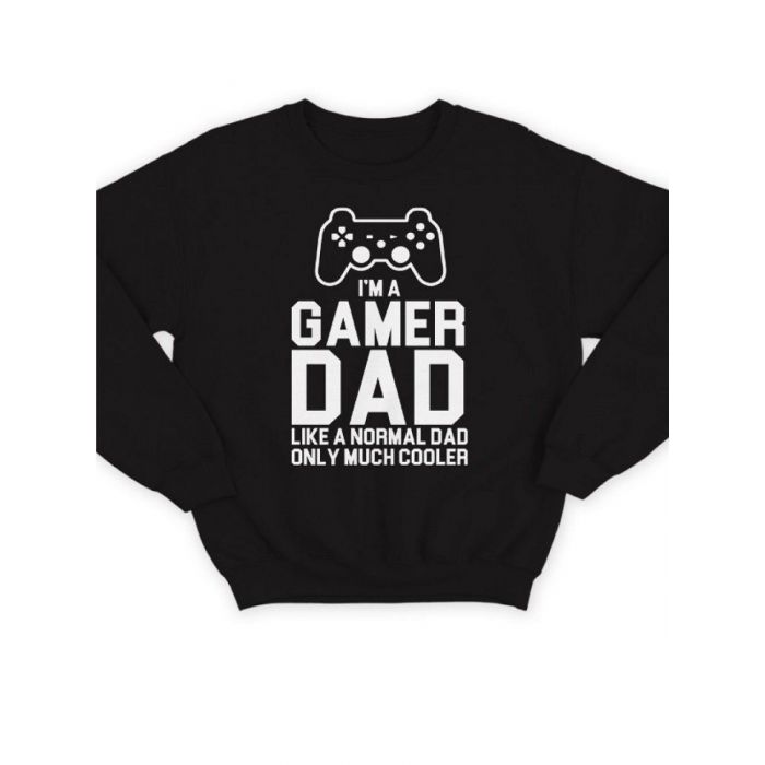 Модный свитшот - толстовка без капюшона с принтом "I'm a gamer dad (like normal dad)"