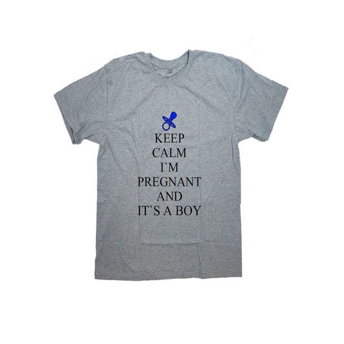 Женская футболка с прикольным принтом "Keep calm I'm pregnant and it's a boy"