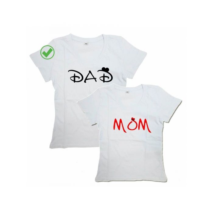 Парные футболки для мужа и жены, для парня и девушки с надписью Dad&Mom/для двоих