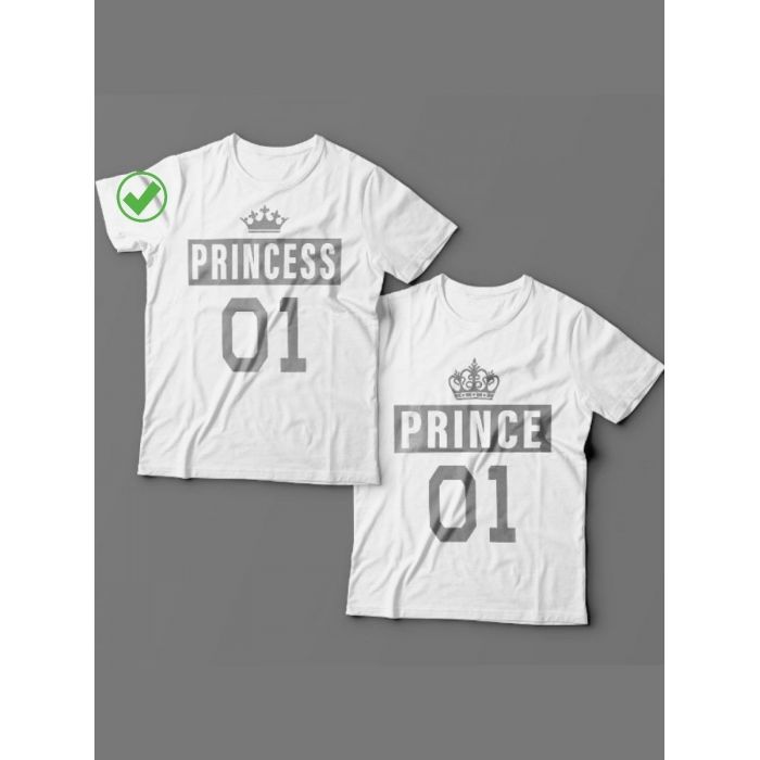 Красивые парные футболки с надписями/для влюбленных с принтом Princess &Prince