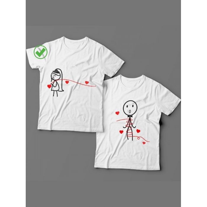 Парные футболки для мужа и жены, для парня и девушки с милыми рисунками/для двоих