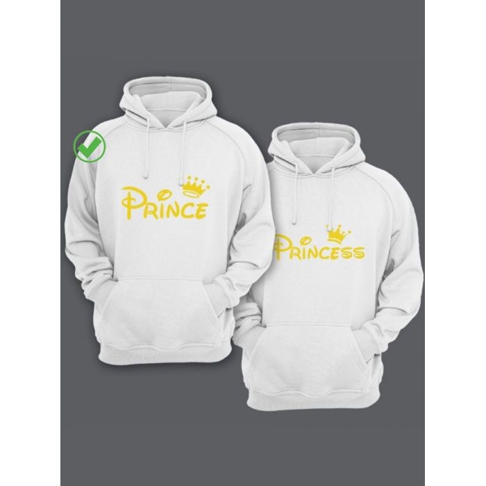 Парные толстовки для влюбленных с забавными надписями Prince&Princess / Family look / Фэмили лук