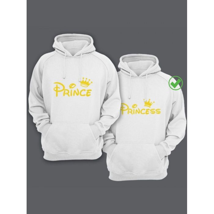 Парные толстовки для влюбленных с забавными надписями Prince&Princess / Family look / Фэмили лук