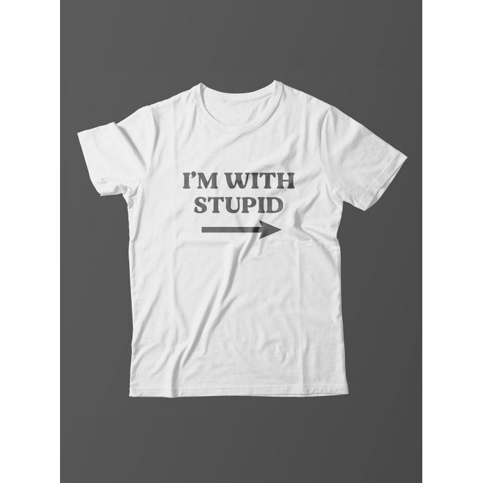 Стильная мужская футболка с надписью Im with stupid /  мужчине оригинальные необычные футболки