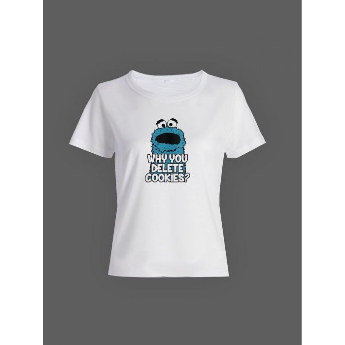 Смешная женская футболка с принтом Whuly you delete cookis / Необычный оригинальный подарок