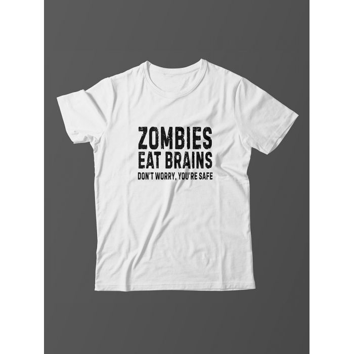 Мужская футболка с забавным принтом и смешной надписью Zombies eat brains/для мужчины