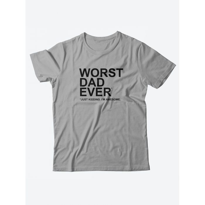 Мужская футболка с забавным принтом и смешной надписью Worst dad ever/Для папы