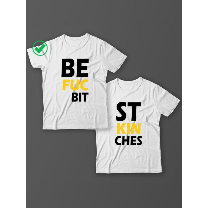 Парные футболки для подруг, сестер с надписью Best bitches/для двоих с принтом