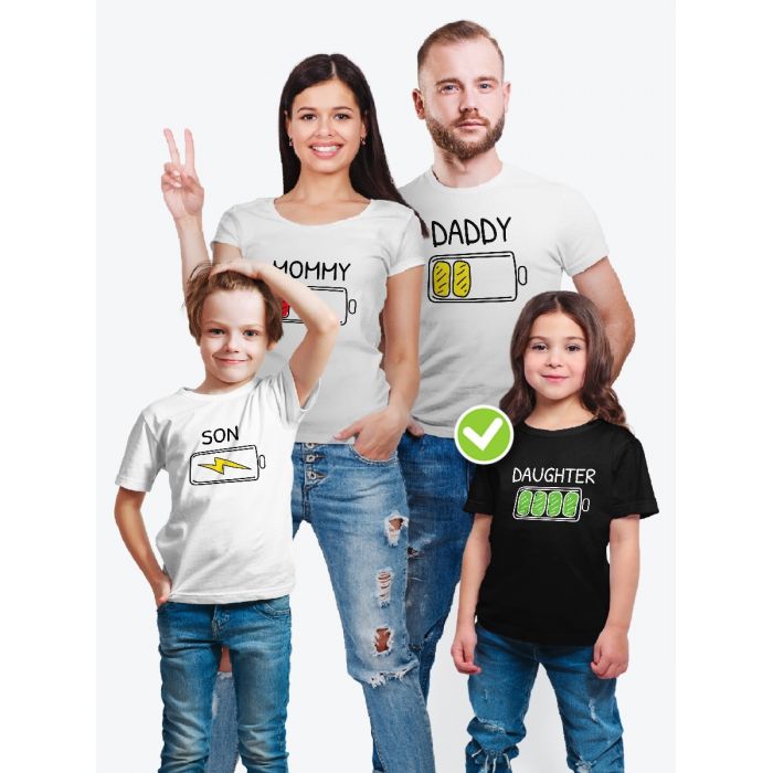 Футболки family look для всей семьи с принтом BATARY | Прикольные одинаковые семейные футболки