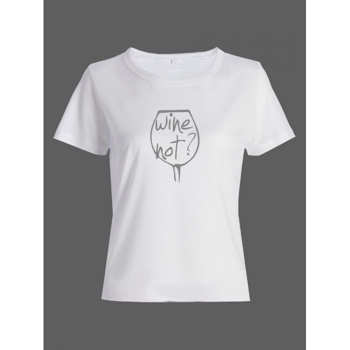 Женская футболка со смешной надписью "Wine not"/Смешная