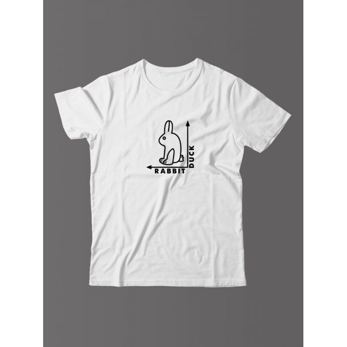 Футболка для мужчины с оригинальной надписью "Rabbit Duck" Прикольная футболка