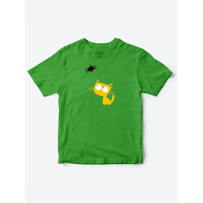 Детские футболки для мальчиков, и девочек "Котенок и паучок" / Качественная детская одежда