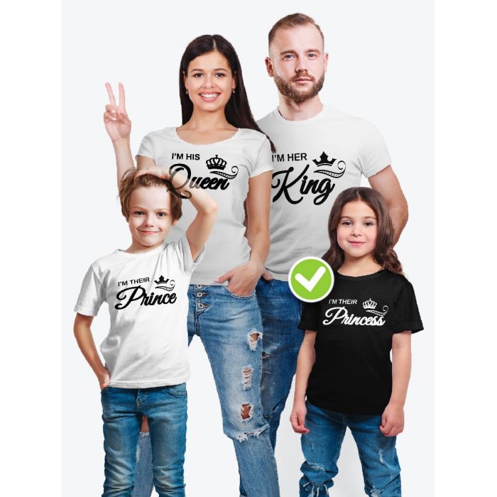 Парные футболки для всей семьи "King family" / Модный Фэмили Лук