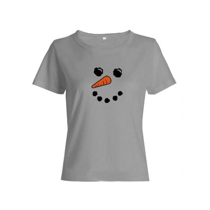 Прикольная футболка с принтом Лицо снеговика | Женская оригинальная и стильная футболка