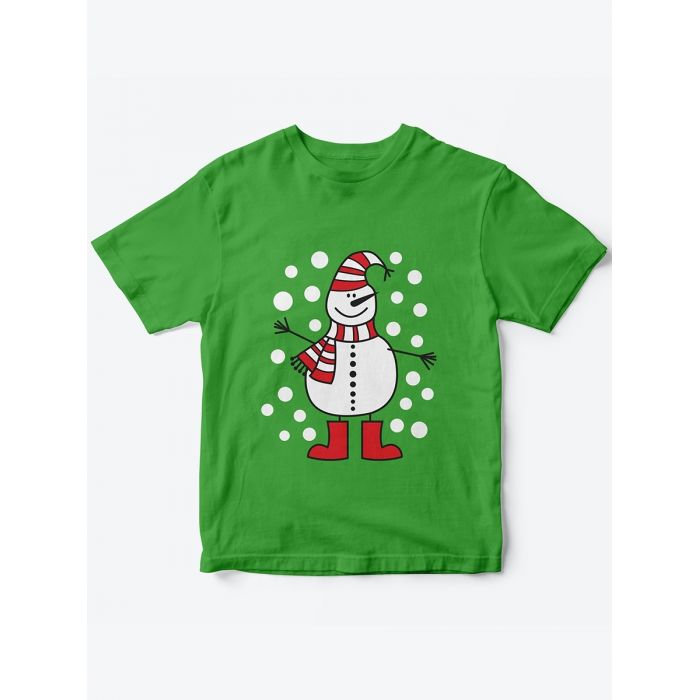Детская футболка с рисунком Снеговик | Футболка для детей с прикольным принтом