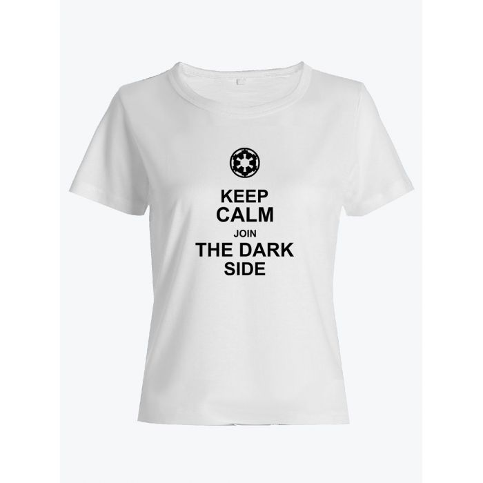Прикольная футболка с принтом Keep calm join dark side | Женская оригинальная и стильная футболка