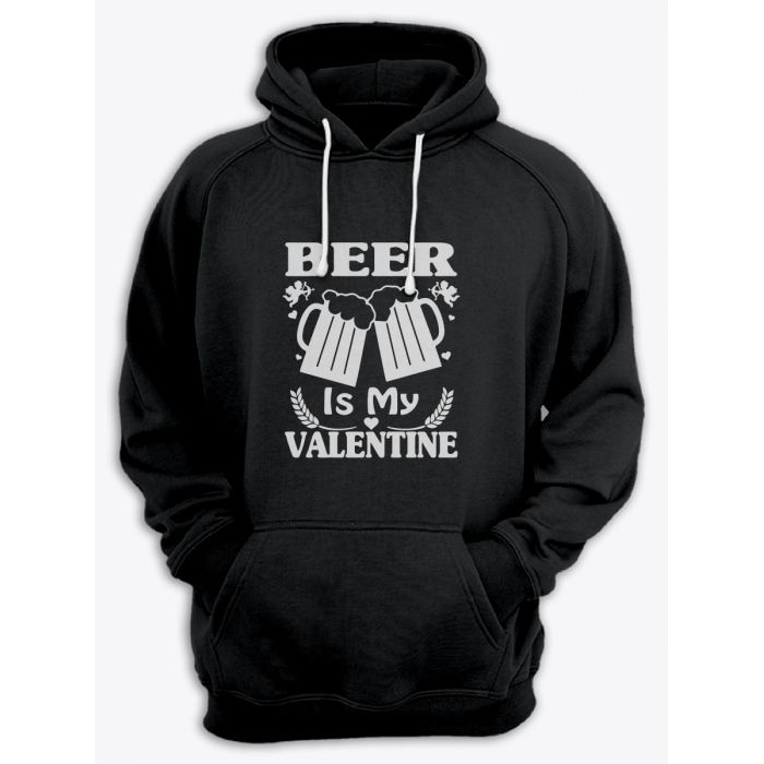 Толстовка ко дню влюбленных с принтом Beer is my valintine | Толстовка на 14 февраля