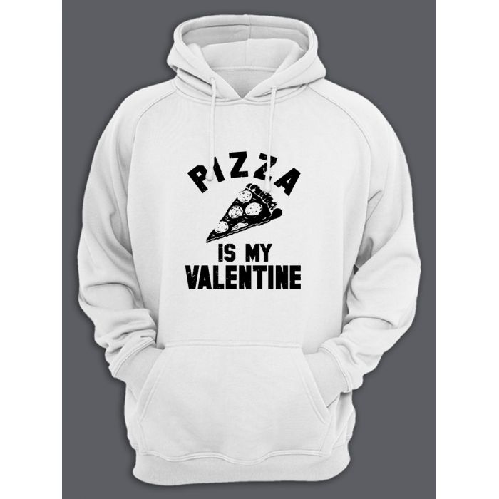Толстовка ко дню влюбленных с принтом Pizza is my valentine | Толстовка на 14 февраля