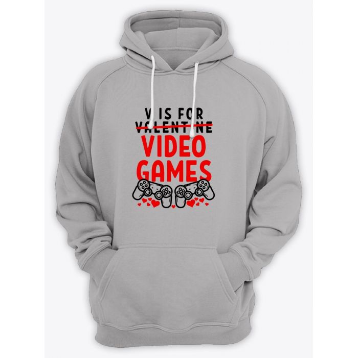 Толстовка ко дню влюбленных с принтом V is for video games | Толстовка на 14 февраля
