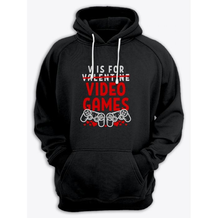 Толстовка ко дню влюбленных с принтом V is for video games | Толстовка на 14 февраля