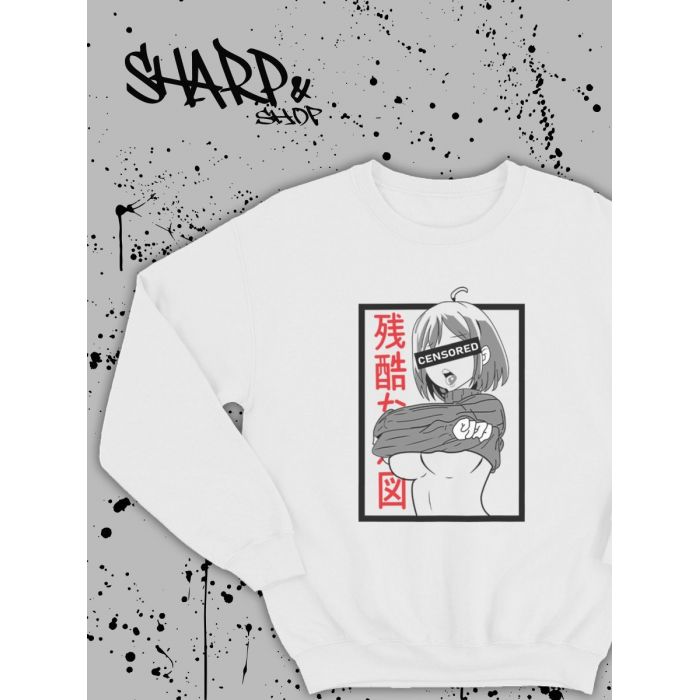 "Толстовки, свитшоты и худи Sharp&Shop" Белый свитшот Аниме толстовка с капюшоном кофта Amine хентай