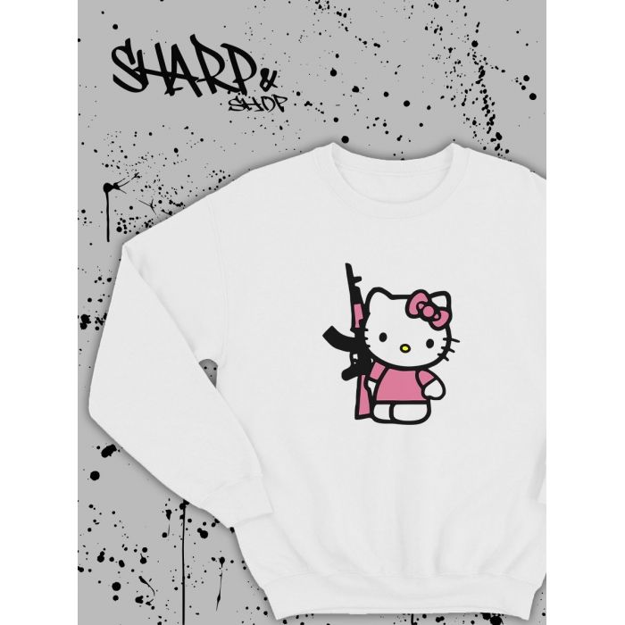 Толстовки, свитшоты и худи Hello Kitty Sharp&Shop Свитшот Hello Kitty белый оверсайз толстовка Куроми