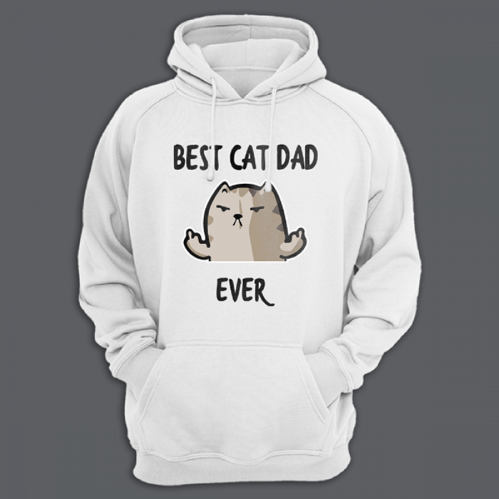 Толстовка с капюшоном с принтом "Best cat dad ever"