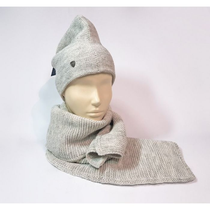Комплект шапка и шарф универсальный (серый)