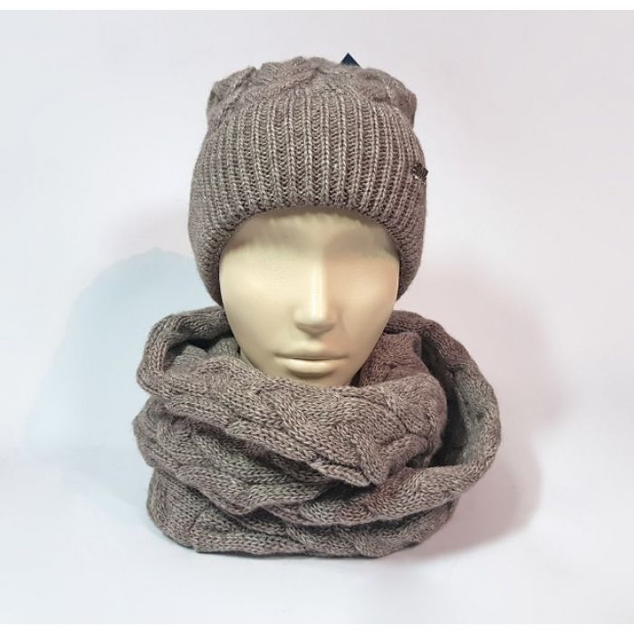 Комплект шапка и шарф женский (кофейный)