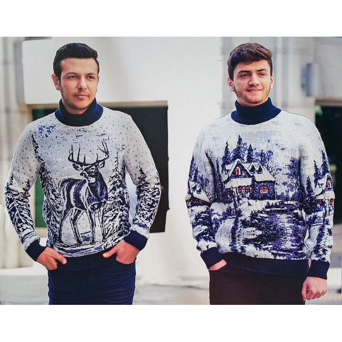 Мужской свитер с зимним пейзажем 230-392