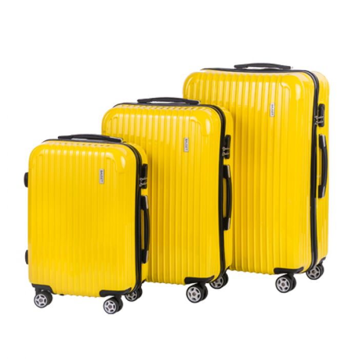 Пластиковый чемодан на четырех колесах солнечно-жёлтый