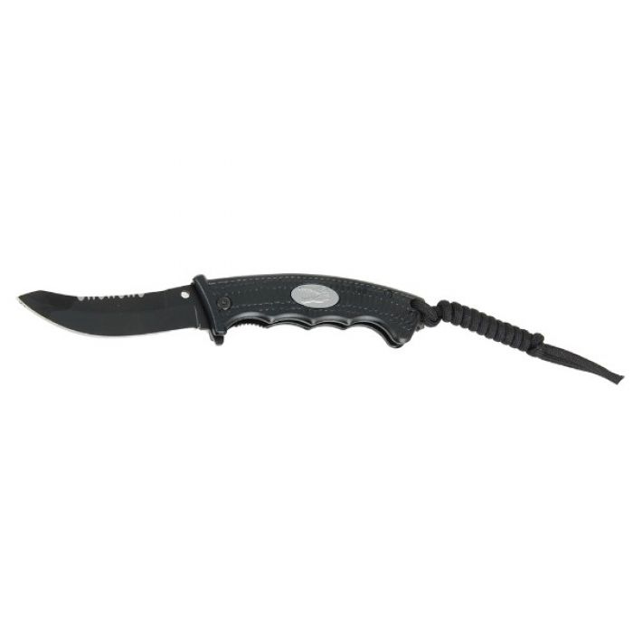 Складной нож, лезвие с зазубринами 8 см, рукоять под крокодила, черный