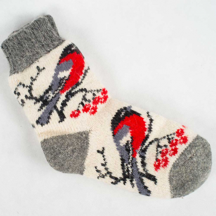 Шерстяные носки с изображением снегиря