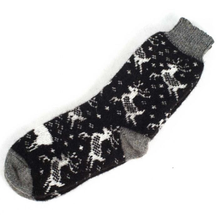Стильные и комфортные мужские носки из шерсти с рисунком оленя