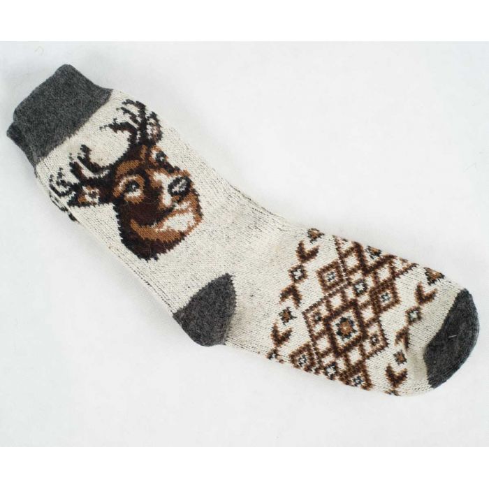 Зимние шерстяные носки для мужчин с русунком оленя 