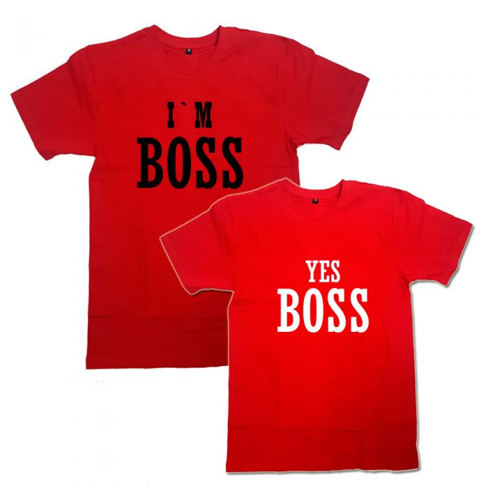 Парные футболки с надписью "I'm Boss&Yes Boss"